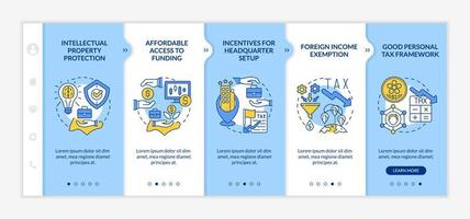 Setting up business in asian country blue and white onboarding template. Responsive mobile website with linear concept icons. Web page walkthrough 5 step screens. Lato-Bold, Regular fonts used vector