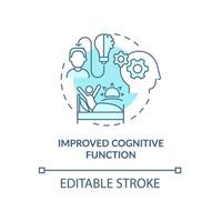 Improved cognitive functions turquoise concept icon. Awakening early morning abstract idea thin line illustration. Isolated outline drawing. Editable stroke. Roboto-Medium, Myriad Pro-Bold fonts used vector