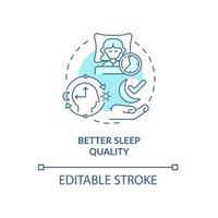 Better sleep quality turquoise concept icon. Getting up and going to bed abstract idea thin line illustration. Isolated outline drawing. Editable stroke. Roboto-Medium, Myriad Pro-Bold fonts used vector