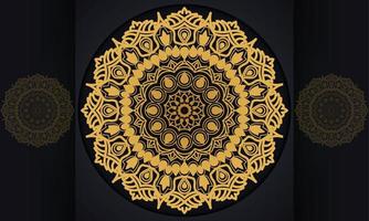 Background with gold ornament. Mandala pattern vector print design.