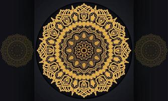 Background with gold ornament. Mandala pattern vector print design.