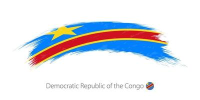 Flag of Democratic Republic of the Congo in rounded grunge brush stroke. vector