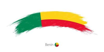 Flag of Benin in rounded grunge brush stroke. vector