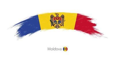 Flag of Moldova in rounded grunge brush stroke. vector