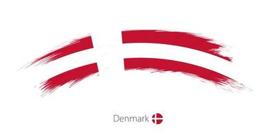 Flag of Denmark in rounded grunge brush stroke. vector