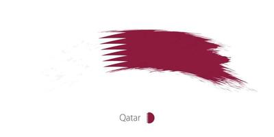 Flag of Qatar in rounded grunge brush stroke. vector