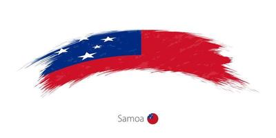 Flag of Samoa in rounded grunge brush stroke. vector