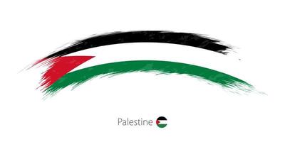 Flag of Palestine in rounded grunge brush stroke. vector