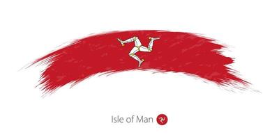 Flag of Isle of Man in rounded grunge brush stroke. vector