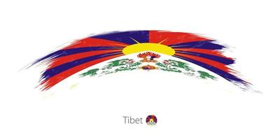 Flag of Tibet in rounded grunge brush stroke. vector