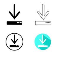 Illustration vector graphics icon of, button download or upload