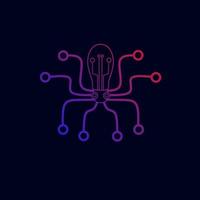 Template logo octopus tech gradient color vector