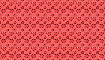 Flat heart pattern on red background. vector