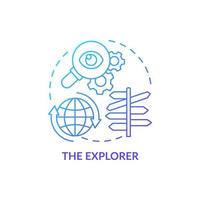 Explorer blue gradient concept icon. Types of expats abstract idea thin line illustration. Person seeking for new experience. Discover and explore. Vector isolated outline color drawing