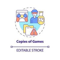 Copies of games concept icon. Illegal duplication abstract idea thin line illustration. Video game piracy. Distributing pirated copies. Vector isolated outline color drawing. Editable stroke