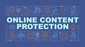 Online content security word concepts banner. Copyright policy. Infographics with linear icons on blue background. Isolated creative typography. Vector outline color illustration with text