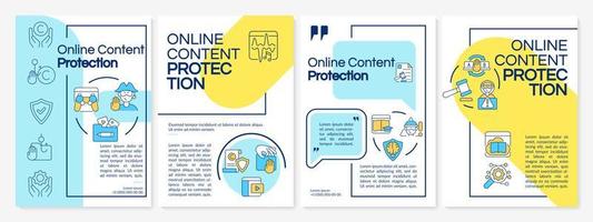 Digital content protection brochure template. Intellectual property. Flyer, booklet, leaflet print, cover design with linear icons. Vector layouts for presentation, annual reports, advertisement pages