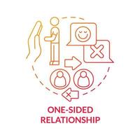 Non-reciprocal relationships concept icon. Communication difficulty. Egoistic partner. Mutuality absence abstract idea thin line illustration. Vector isolated outline color drawing