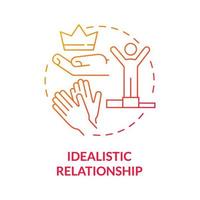 Partner idealizing concept icon. Ignoring abuse and hostile attitude. Interchange expectations from relationships abstract idea thin line illustration. Vector isolated outline color drawing