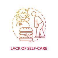 Neglect self-care concept icon. Disregard personal wellbeing. Stop paying attention to your look. Ignore basic needs abstract idea thin line illustration. Vector isolated outline color drawing