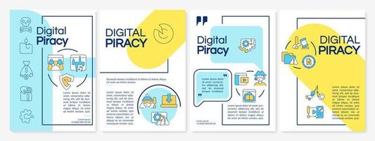 Online piracy brochure template. Materials under copyright law. Flyer, booklet, leaflet print, cover design with linear icons. Vector layouts for presentation, annual reports, advertisement pages