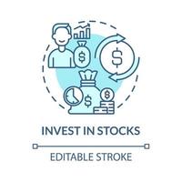 Invest in stocks blue concept icon. Making money online method abstract idea thin line illustration. High potential return. Exchange-traded fund. Vector isolated outline color drawing. Editable stroke