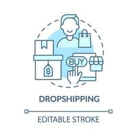 Dropshipping blue concept icon. Way to make money online abstract idea thin line illustration. Low-risk business model. Retailer work. Vector isolated outline color drawing. Editable stroke