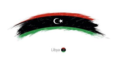 Flag of Libya in rounded grunge brush stroke. vector