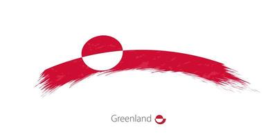 Flag of Greenland in rounded grunge brush stroke. vector