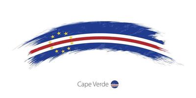 Flag of Cape Verde in rounded grunge brush stroke. vector