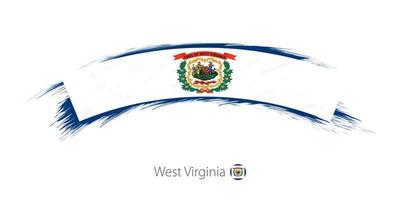 Flag of West Virginia in rounded grunge brush stroke. vector