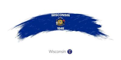 bandera de wisconsin en trazo de pincel grunge redondeado. vector