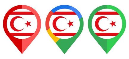 flat map marker icon with northern cyprus flag isolated on white background vector