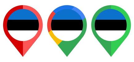 icono de marcador de mapa plano con bandera de estonia aislado sobre fondo blanco vector