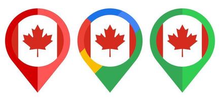 icono de marcador de mapa plano con bandera de Canadá aislado sobre fondo blanco vector