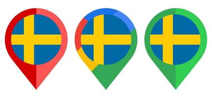 icono de marcador de mapa plano con bandera de Suecia aislado sobre fondo blanco vector