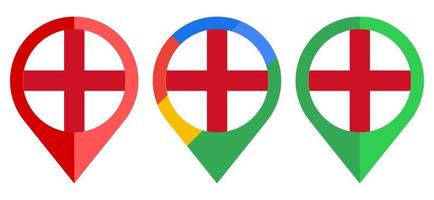 icono de marcador de mapa plano con bandera de Inglaterra aislado sobre fondo blanco vector