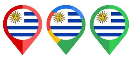 icono de marcador de mapa plano con bandera de uruguay aislado sobre fondo blanco vector