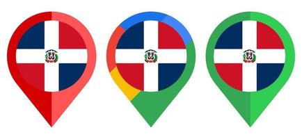 icono de marcador de mapa plano con bandera de república dominicana aislado sobre fondo blanco vector