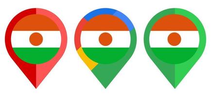 icono de marcador de mapa plano con bandera de nigeria aislado sobre fondo blanco vector