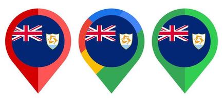 flat map marker icon with anguilla flag isolated on white background vector