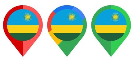 icono de marcador de mapa plano con bandera de ruanda aislado sobre fondo blanco vector