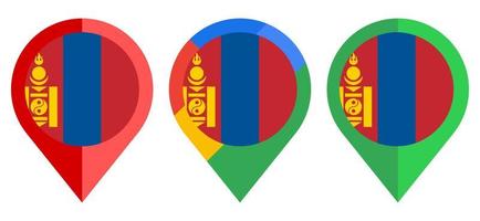 icono de marcador de mapa plano con bandera de mongolia aislado sobre fondo blanco vector