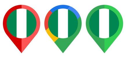 icono de marcador de mapa plano con bandera de nigeria aislado sobre fondo blanco