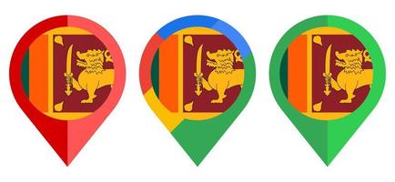 icono de marcador de mapa plano con bandera de sri lanka aislado sobre fondo blanco vector