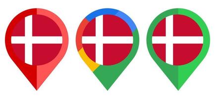 flat map marker icon with denmark flag isolated on white background vector