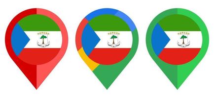 icono de marcador de mapa plano con bandera de guinea ecuatorial aislado sobre fondo blanco vector