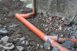 Plastic pipework for underground waste water photo