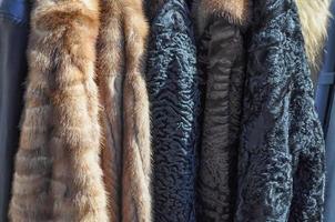 Fur coats detail photo