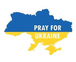 Pray For Ukraine Symbol Emblem With Flag Map Abstract Vector Design White